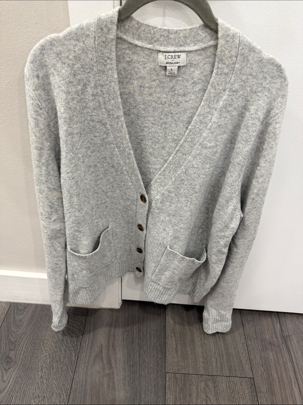J. Crew Heather Gray V-Neck Button Cardigan
